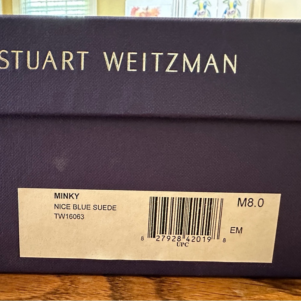 Stuart Weitzman Navy Fabric Cork Platform Wedge Sandals - Picture 7 of 10